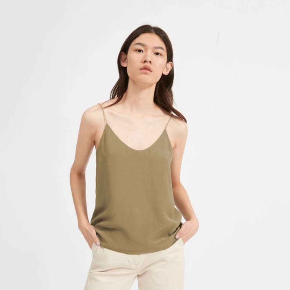 Everlane Clean Silk Cami in Covert Green